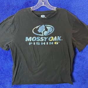 Mossy Oak Fishing tee - black with blue and white‎ graphics #fishinglife #womans